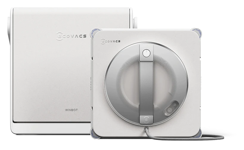 Produktová fotografie ECOVACS WINBOT W2S PRO OMNI s přenosnou bateriovou stanicí